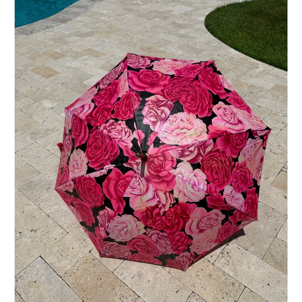 Victoria's Secret Pink Rose Floral Umbrella Hook Handle Y2K Laminate